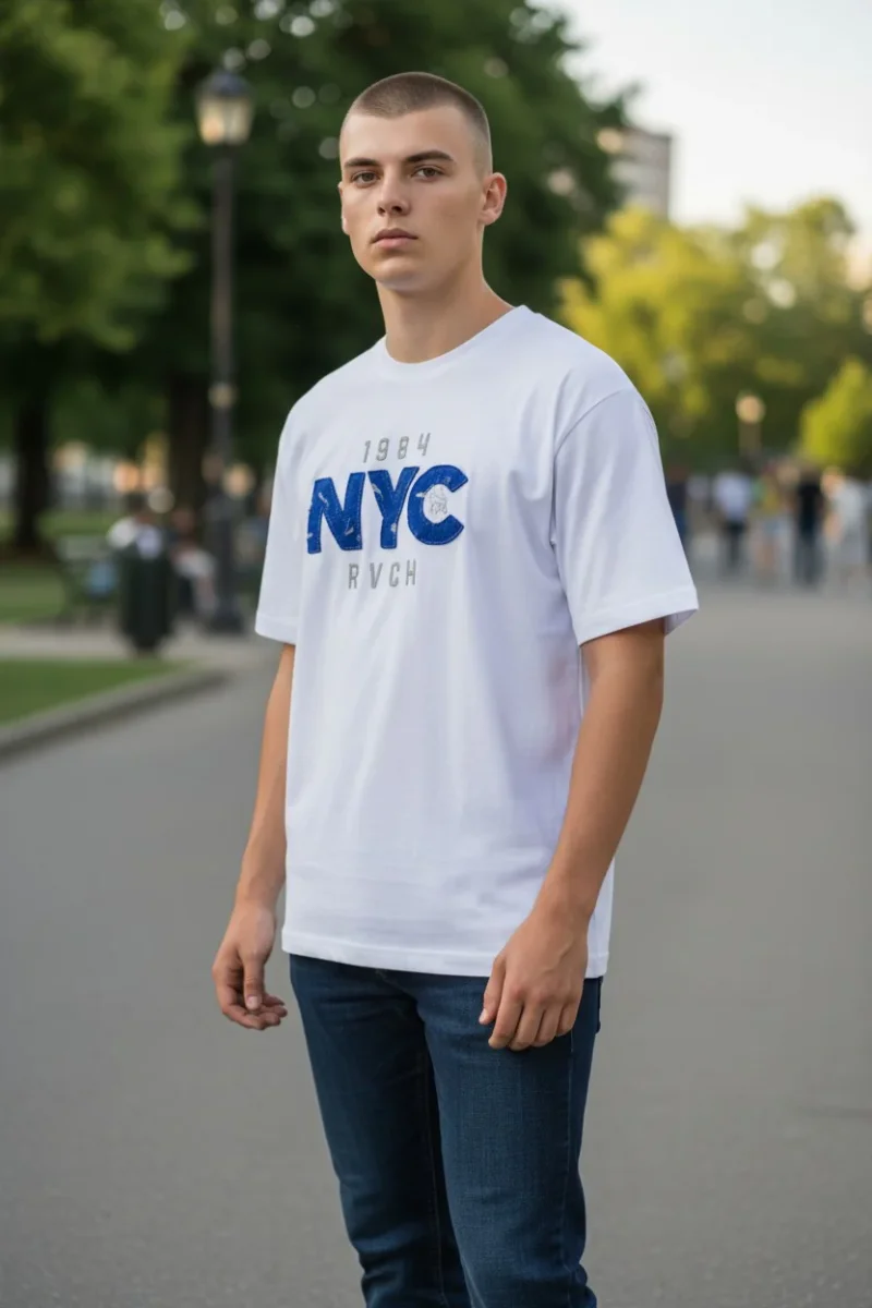 CAMISETA BASICA MASC BORDADA NYC 113904 REVANCHE - Image 3