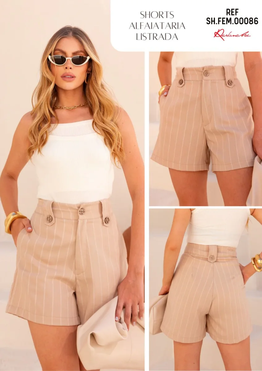 SHORTS ALFAIATARIA LISTRADO SHFEM00086 REVANCHE - Image 3