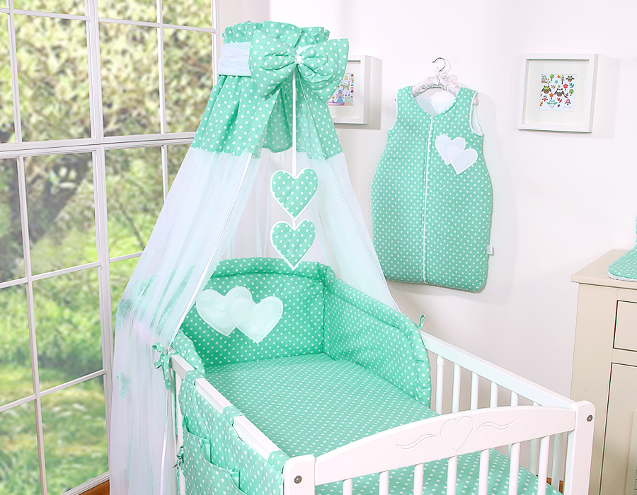 Conjunto de berço bebé 5 elementos Coração. Roupa de cama bebé - Image 6