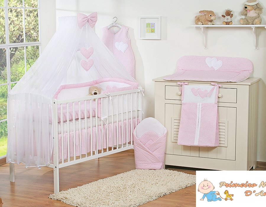 Conjunto de cama bebé 5 elementos coração xadrez - Image 6