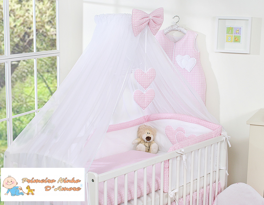 Conjunto de cama bebé 5 elementos coração xadrez - Image 7