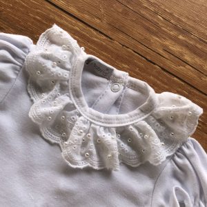 Body Bebê em Algodão Pima Princesa Renda com Pérolas Sofia Branco