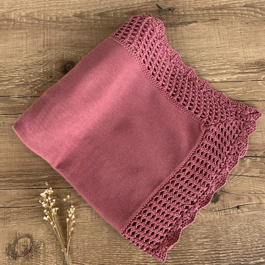 Manta para Bebe Barra Crochê Rosa Oriente - Image 4