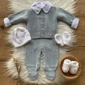 Conjunto Bebe Faixa de Tranças Premium Azul Mescla