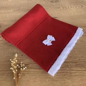 Manta para Bebe Colmeia com Cristais Swarovski Vermelho
