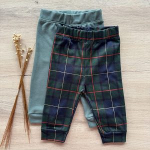 Kit 2 Calças Bebê Algodão Egípcio Xadrez Profundo e Verde